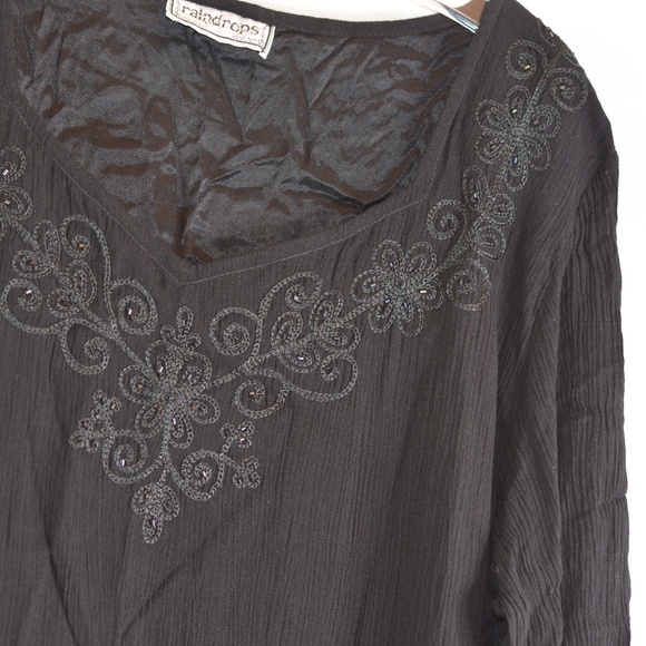 Black Raindrops Lace Embellished Dress SZ L - Picture 2 of 10